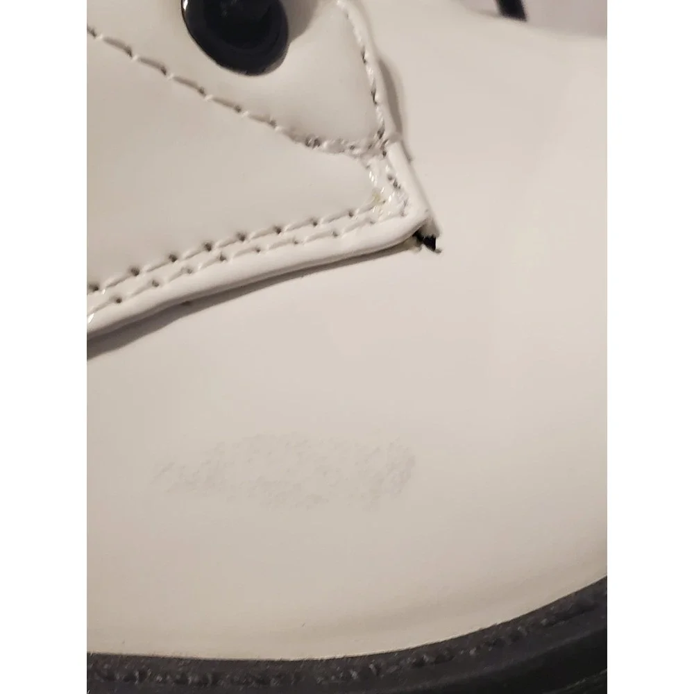 Mini Moda Kids Sz 8 White Patent Combat Boots Side Zip Lug Sole Lace Up Ankle